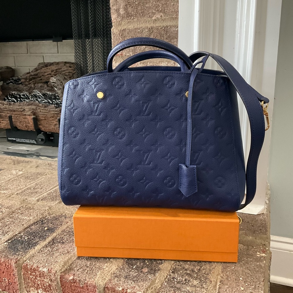 Sold Stunning Rare Louis Vuitton Montaigne MM Blue - Picture 1 of 14